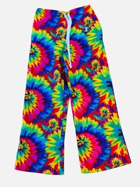 Grandma Pants Rainbow Tie-Dye Fleece Pajama Pants Joggers Women's Small